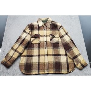 Vintage Alexander's Shirt Jacket Men XL Multi Wool Plaid Long Sleeve Button Down